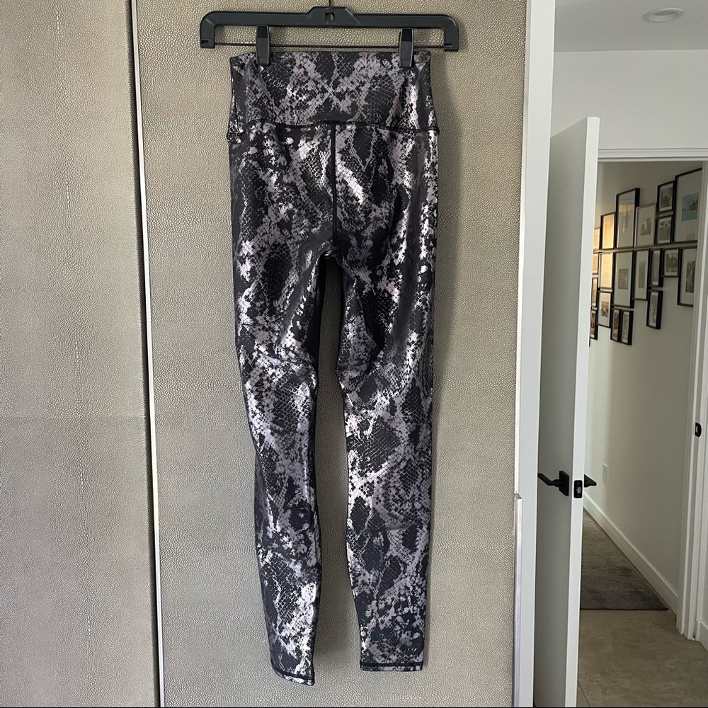 Carbon38 black metallic snake leggings size small